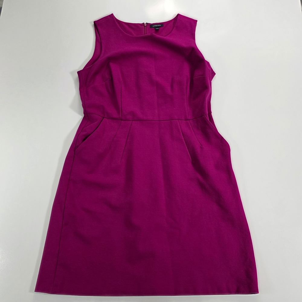 Lands End Womens Magenta Pink Sleeveless Ponte Sheath Dress with Pockets 18W